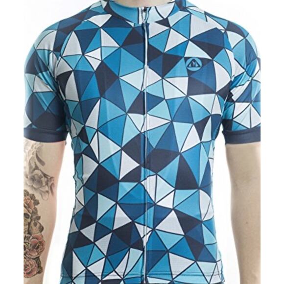 Racmmer 3XL Cycling Jersey Full Zip Bicycle Bike Bicycling Blue Teal Design - Picture 1 of 9